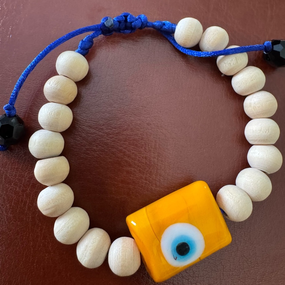 Kids Evil Eye Beaded Bracelet - Blue and Yellow